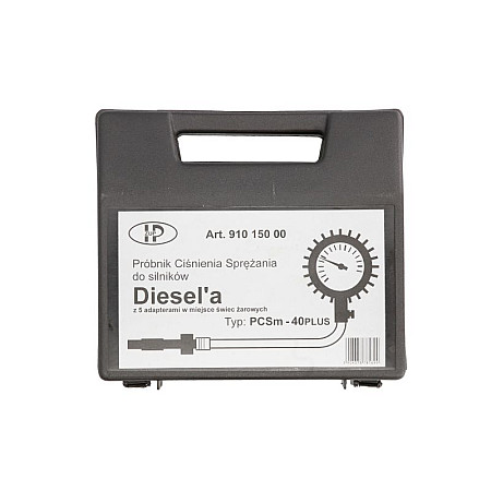Echipament intretinere motor PINDUR Probnik cisnienia sprezania do silnikow Diesela z manometrem PCSm40. W zestawie adaptery 2s 8s 6s 36s 49s PINDUR HP910 150 00