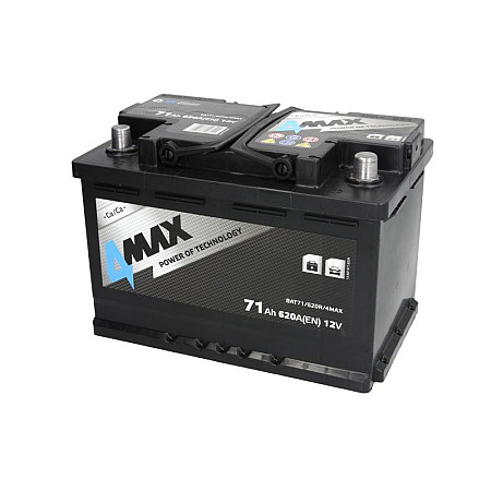 Acumulator Pornire Acumulator 4MAX 12V 71Ah/620A R+ borna standard 278x175x190 B13 - flansa de montare 10.5 mm pornire 4MAX BAT71/620R/4MAX