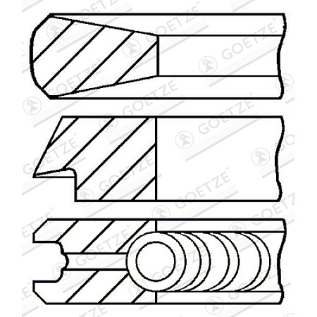 Set segmenti piston 755 +0.50 25-195-2 Set de segmente de piston VOLVO C30 S40 II S60 II S80 II V40 V50 V60 I V70 III 1.5D/1.6D 07.05- CITROEN FORD PEUGEOT TOYOTA VOLVO GOETZE 08-433607-00