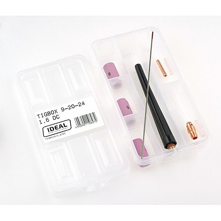 Accesorii si materiale pentru sudare Service parts kit 16mm box intended use: for welding low alloy steel high alloy steel copper nickel titanium welding clamp TIG20 TIG24 TIG9 IDEAL TIGBOX9/1.6/DC