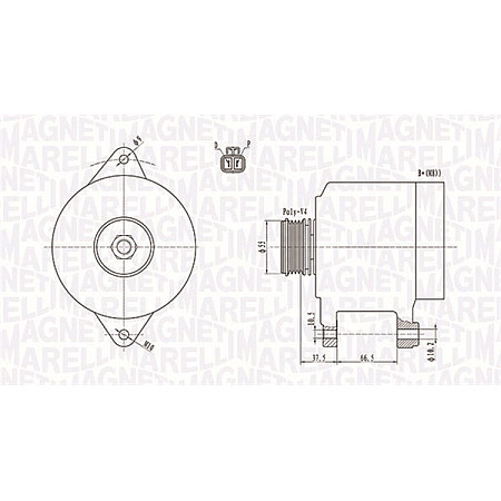 Alternator 12V 70A MAZDA 323 C V 323 F V 323 F VI 323 P V 323 S V 323 S VI DEMIO MX-5 II 1.3-1.8 07.94-10.05 MAGNETI MARELLI 063731283010