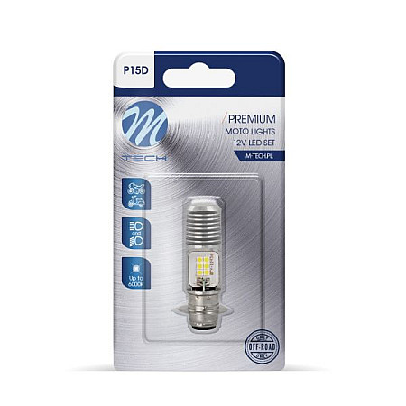 Bec incandescent LED light bulb blister pack 1pcs P15D 12/24V 12W no road approval P15D for vehicles without CAN-Bus white M-TECH LB551W-01B
