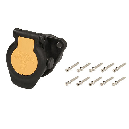 Dulie Priza plug-in ADR numar pini/mumar pini activi 13 24V 1x2.5mm2 + 12x1.0-1.5mm2 contacte inchise gaura de sirma pentru unghiul de 90 de grade JAEGER 141016EJ