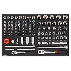 Unelte (inserturi) pentru carucioare Introduceti tava cu instrumente pentru carucior 1/2 3/8 setul de instrumente 101 szt. dimensiune cartus: 570x370 mm SONIC 310101