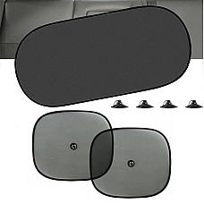 Set Protectie Solara Auto format din 3 piese, parasolar luneta + 2 parasolare laterale, prindere cu ventuze