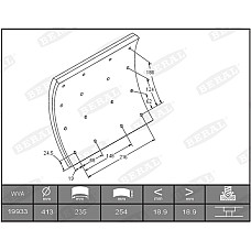 Set garnituri de frictiune, frana tambur Ferodou sabot frana 413x254. de baza BERAL KBL19933.0-1550
