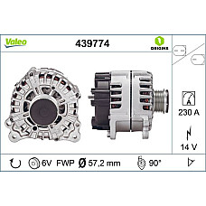 Alternator 14V 230A PORSCHE CAYENNE PANAMERA VW TOUAREG 3.0D/3.0H/4.2 01.10- VALEO VAL439774