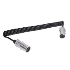 Cablu infasurat Sirma electrica spiralata poliuretan lungime de lucru 45m lungime maxima 52m cu dopuri feminine numar pini: 7 numar cabluri: 1x1+6x075mm dopuri din aliaj tip N TRUCKLIGHT EC-N07-ALU-4.5M