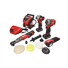 Set scula electrica Power tools kit 5 pcs SET:10 pcs battery-powered: Air impact wrench Angle wrench battery included: charger included: number of batteries: 3 pcs MILWAUKEE 4933492514