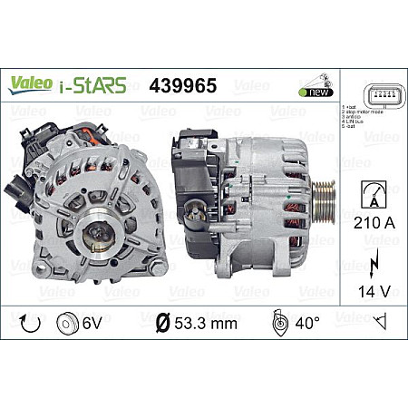 Alternator 14V 210A CITROEN BERLINGO MULTISPACE BERLINGO/MINIVAN C4 CACTUS C4 GRAND PICASSO II C4 PICASSO II C4 SPACETOURER DS5 GRAND C4 SPACETOURER JUMPY 1.6D 04.08- VALEO VAL439965