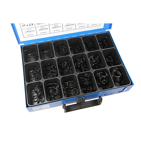 Garnituri Zestaw O-Ringow gumowych. rozm. od 3x2.0 do 24x3.0 18 typow- 700 uszczelek w opak. DRESSELHAUS 4499/000/06 8552