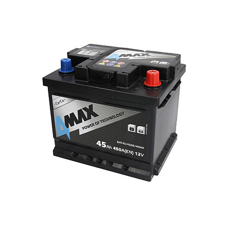 Acumulator Pornire Acumulator 4MAX 12V 45Ah/450A R+ borna standard 207x175x175 B13 - flansa de montare 10.5 mm pornire 4MAX BAT45/450R/4MAX