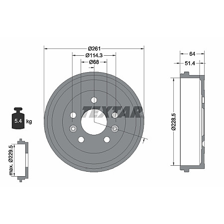Tambur frana Spate DACIA DUSTER DUSTER/SUV RENAULT ARKANA I DUSTER KAPTUR 1.0-2.0 04.10- TEXTAR 94045500