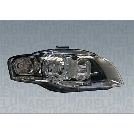 Far Lampa frontala Stanga halogen H7/H7/PY21W/W5W electric cu motor culoare insert: negru/cromat culoare semnalizator: alb AUDI A4 B6 A4 B7 MAGNETI MARELLI 710301219203