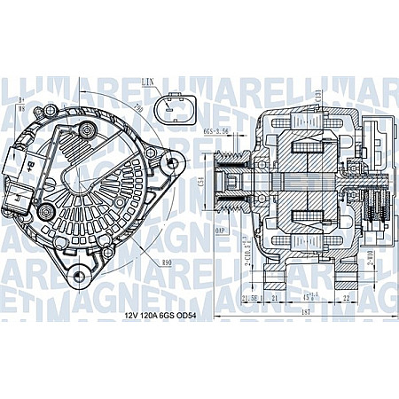 Alternator 12V 120A FORD B-MAX C-MAX II ECOSPORT FIESTA VI FOCUS III GRAND C-MAX KUGA II TOURNEO CONNECT V408 NADWOZIE WIELKO TOURNEO COURIER B460 1.5D/1.6D/2.0D 07.10- MAGNETI MARELLI 063731545910