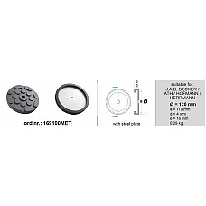 Tampon cric hidraulic Rubber pad {Rubber pad} 120mmx110mmx16mm for lift Manufacturer: ATH / BECKER / HERRMANN / HOFMANN BOECK 169100MET