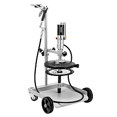 Aparate de distribuire vaselina Grease distribution set Mobile on barrels 20-30l kit contains: cart cover grease hose lubricant pistol Plate pneumatic pump pump ratio: 50:1 hose length: 2m PROFITOOL TMK2/GP1/B/BSP