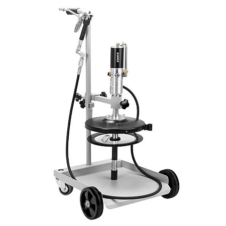 Aparate de distribuire vaselina Grease distribution set Mobile on barrels 20-30l kit contains: cart cover grease hose lubricant pistol Plate pneumatic pump pump ratio: 50:1 hose length: 2m PROFITOOL TMK2/GP1/B/BSP