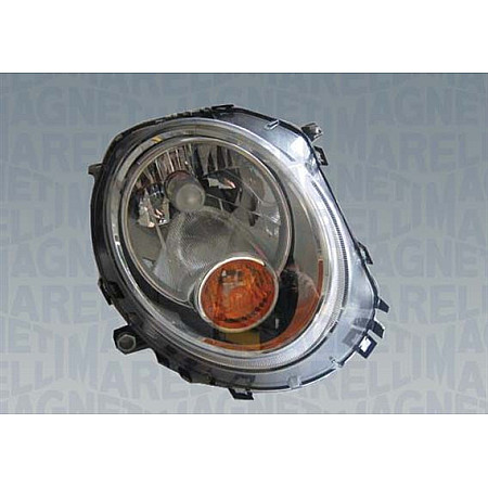 Far Lampa frontala Dreapta H4 PY21W electric cu motor halogen culoare insert cromat semnalizator galben potriveste MINI R56 R57 CLUBMAN R55 CLUBVAN MAGNETI MARELLI 710301225302