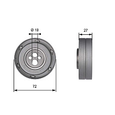 Rola intinzator,curea distributie Timing belt tension roll/pulley AUDI 100 C4 80 B4 A6 C4 A8 D2 CABRIOLET B3 COUPE B3 2.6/2.8 12.90-08.00 GATES GATT41216