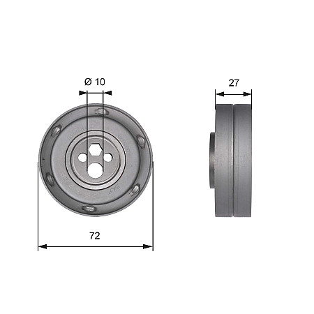 Rola intinzator,curea distributie Timing belt tension roll/pulley AUDI 100 C4 80 B4 A6 C4 A8 D2 CABRIOLET B3 COUPE B3 2.6/2.8 12.90-08.00 GATES GATT41216