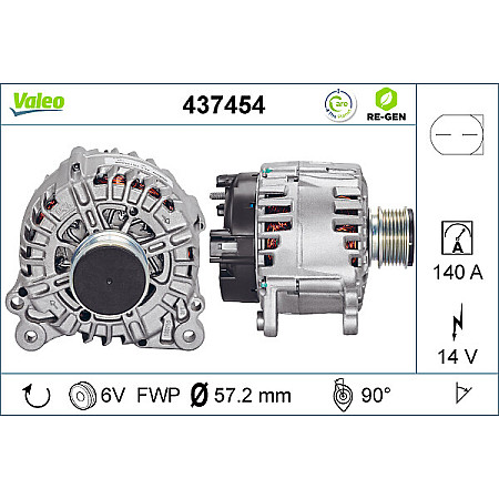 Alternator 14V 140A AUDI A1 A3 A4 B6 A4 B7 A8 D4 Q3 TT SEAT ALHAMBRA ALTEA ALTEA XL EXEO EXEO ST IBIZA IV IBIZA IV SC IBIZA IV ST LEON TOLEDO III 1.0-4.0 09.95- VALEO VAL437454