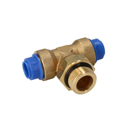 Cap de cuplare Montare TEKALAN Conector T cu trei cai M22x15 12mm/12mm metal cantitate: 1buc cu piulita PNEUMATICS PNT12/M22/12