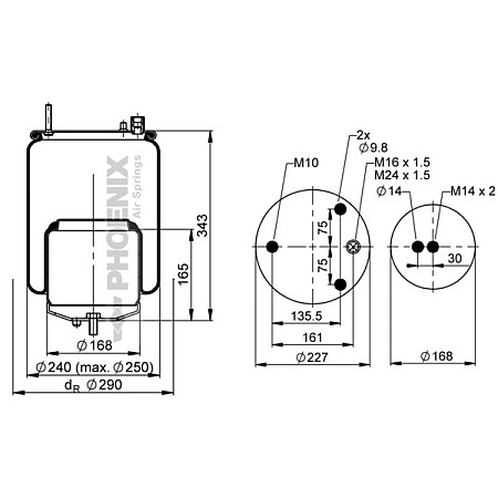 Burduf, suspensie pneumatica Supa de suspensie pneumatica spate R 29mm VOLVO FH FM PHOENIX 1 DF 17 B-4