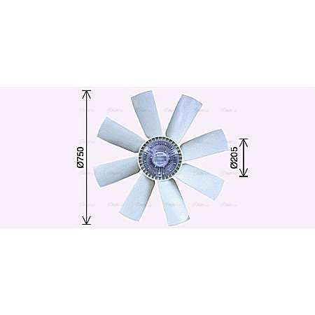 Ventilator, radiator Fan clutch with fan 750mm number of blades: 8  VOLVO FH12 D12A340-D12D500 08.93- HIGHWAY 60057007HW