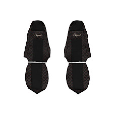 Husa scaun Huse pentru scaune Elegance negru/rosu material eco-piele / velours serie ELEGANCE tetiera integrata pentru pasageri tetiera soferului integrata SCANIA F-CORE F-CORE FX02 BLACK/RED