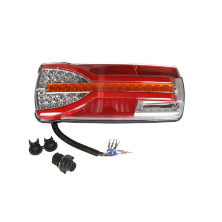 Stop spate Rear lamp L CARMEN LED 12/24V with indicator with fog light reversing light with stop light parking light with plate lighting reflector connector: EURO AMP 7PIN white stop light cover TRUCKLIGHT TL-UN059L