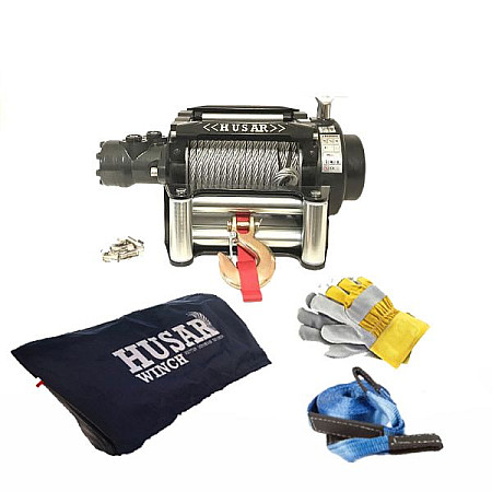 Troliu pentru trasuri si vehicule speciale Winch for carriages and special vehicles HYDRA towed weight 6803kg/15000lb  transmission 2-speed planetary reduction 26:1 rope type steel 255m HUSAR WINCH BSTH15000LBSKIT1