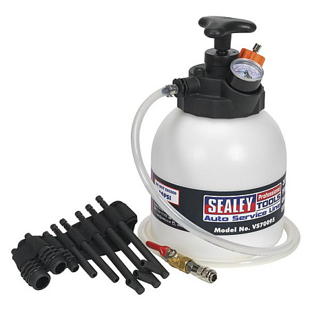 Unelte de manipulare lubricanti SEALEY Zestaw do dystrybucji oleju przekladniowego zasilanie reczne - max. cisnienie 14bar zbiornik 3l z zestawem adapterow do skrzyn biegow. SEALEY SEA VS70095