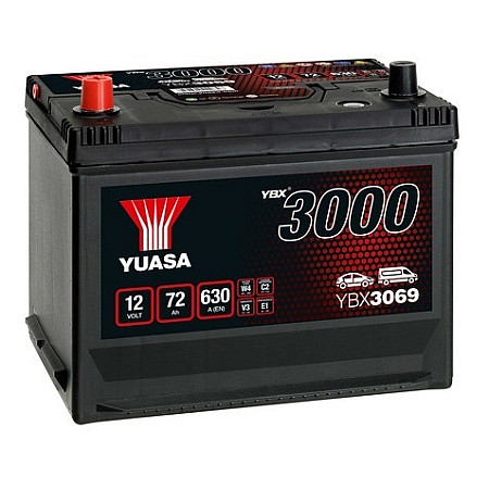 Acumulator Pornire Battery YUASA 12V 72Ah/630A YBX3000 SMF L+ standard 269x174x223 B9 starting YUASA YBX3069