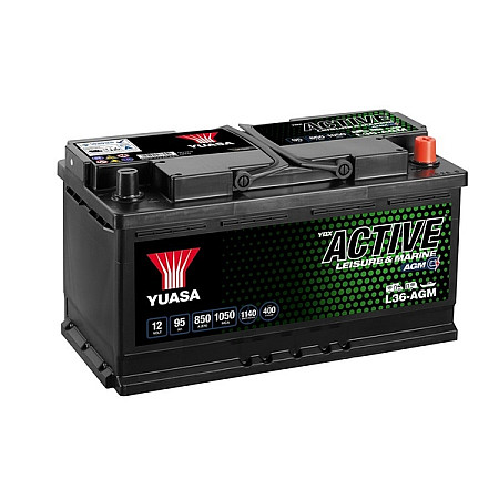 Acumulator Pornire Battery YUASA 12V 95Ah/850A Active Leisure &amp; Marine AGM R+ standard 353x175x190 B13 agm/deep cycle/dual purpose YUASA L36-AGM