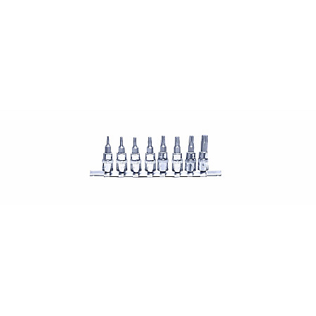 "Set chei tubulare Bit sockets set TORX socket / drive: 1/4"" socket TORX/E-TORX size: T10 T15 T20 T25 T27 T30 T40 T8 packaging: bar" PROFITOOL 0X415MR08