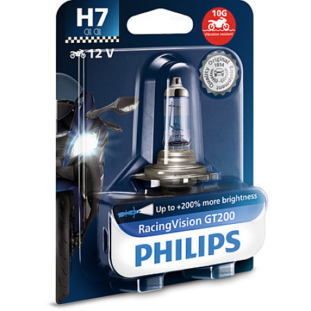 Bec, far faza lunga Light bulb blister pack 1pcs H7 12V 55W PX26D RacingVision GT200 moto PHILIPS PHI 12972RGTBW