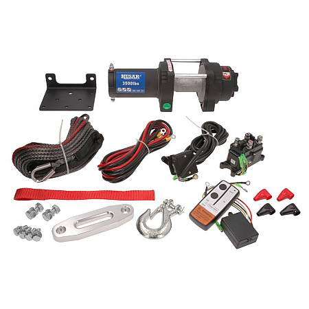 Troliu ATV ATV and quad winches BST S 3000lbs towed weight 1588kg 15HP voltage 12V reduction 191:1 rope type synthetic 12m brake type automatic HUSAR WINCH BSTS3500LBS-S