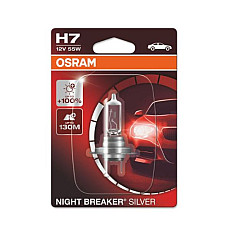 Bec, far faza lunga Bec ambalaj blister 1buc H7 12V 55W PX26D luminozitate cu pina la 100% mai mare pina la 130 m fascicul luminos Night Breaker Silver DS DS 3 DS 4 DS 5 DS 7 IVECO DAILY IV 06.89- OSRAM OSR64210 NBS-01B