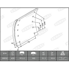 Set garnituri de frictiune, frana tambur Ferodou sabot frana 420x180. Dimensiuni mari de 2mm RVI G MAGNUM SAF KRS RBM RLBM RLSM RSM RZM SKRLS SKRLZ SKRS SKRZ SKZRLZ WRZM BPW EH BERAL KBL19032.2-1517