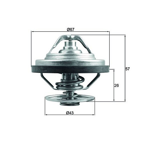Termostat,lichid racire Cooling system thermostat 83C with gasket MAN HOCL LIONS CITY NG NL SL II SU TGA TGS I TGX I FAP A NEOPLAN CITYLINER TOURLINER TEMSA DIAMOND D1556LF07-D2676LF53 12.00- MAHLE TX 158 83
