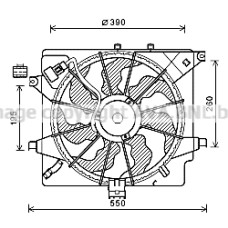 Ventilator, radiator Radiator fan with housing HYUNDAI ELANTRA V I30 KIA CEE'D PRO CEE'D 1.4D/1.6/1.6D 02.11- AVA COOLING HY7563 AVA