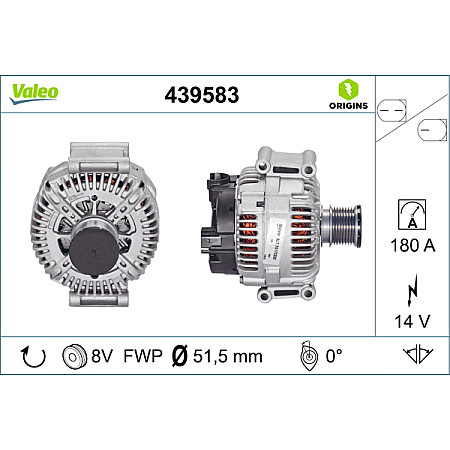 Alternator 14V 180A MERCEDES G W463 GL X164 M W164 M W166 R W251 V251 3.0D/4.0D 07.05- VALEO VAL439583