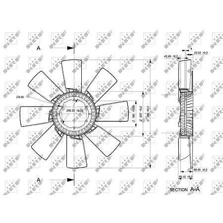 Paleta ventilator, racire motor Radiator fan diameter 9/180/750 mm number of blades 8 SCANIA 4 DC11.01-DT12.08 05.95-04.08 NRF NRF 49857