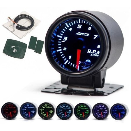 Turometru Rev counter 52mm disc colour neagra backlight colour white glass transparent SPEEDMAX DP-ZE-255