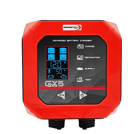 Aparat de incarcat bateria de acumulatori Battery charger charging voltage: 12 V LEMANIA ENERGY charging current: 5A power supply: 230V battery type: AGM/EFB/LiFePO4/VRLA/WET LEMANIA ENERGY 0XLMGX5