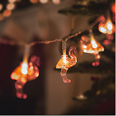 Instalaie de pom cu LED - flamingo - 1,1 m - 10 LED - alb cald - 3 x AA