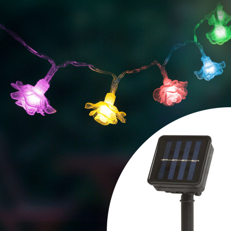 Instalaie de pom cu ncrcare solar LED - floare - 2,3 m - 20 LED - multicolore