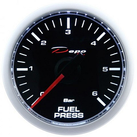 Manometru Fuel pressure 52mm disc colour neagra backlight colour white glass transparent DEPO RACING DP-ZE-004