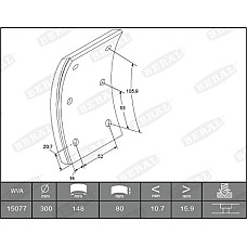 Set garnituri de frictiune, frana tambur Ferodou sabot frana 300x80. 1-supradimensionat BERAL KBL15077.1-1541